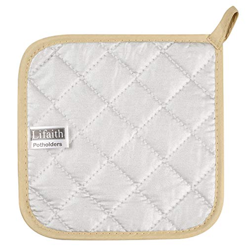 100% Cotton Kitchen Everyday Basic Terry Pot Holder Heat Resistant Coaster Potholder for Cooking and Baking Set of 5 Light Brown - Thumbnail 4