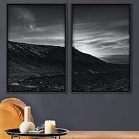 2 Piece Framed Canvas Wall Art Monochromatic Mountains Canvas Prints Home Artwork Decoration for Living Room,Bedroom - 16