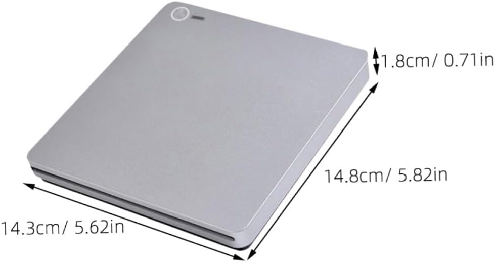 OSALADI Dual Type-c External CD Burner Suction Slot-in Optical Drive for Home Office Use Portable Lightweight CD DVD Vcd Player and Compatible with Windows Systems Silver