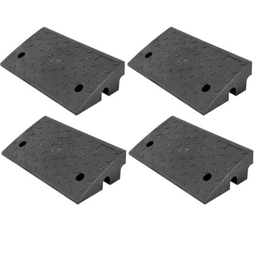 Vilnow Rampa para Sillas de Ruedas Umbral Rampa Ligero, Alto 10cm Heavy Duty Umbral Puente Pista Bordillo Rampa, para Garaje, Acera, Camión, Scooter (Alto 10cm - 4 Pzs)