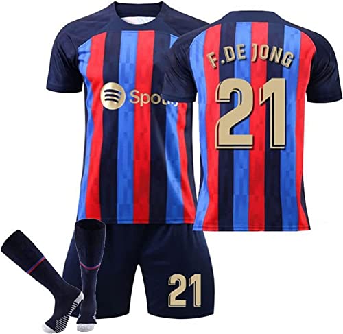Camisetas Messi de Futbol Barcelona 22/23 para niños,Conjunto Lewandowski Camisetas Deportiva Barcelona Adultos,Jersey Lewandowski Barcelona para HombresNo. Regalo para niños Adultos(Size:18,Color:21) Cover