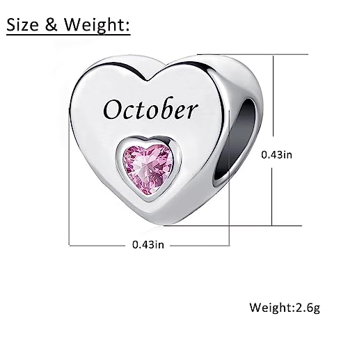 DWJSu November Birthstone Charm Heart Crystal Bead for Women Compatible with Pandora Silver Birthday Mom Sister Family Friend Charms fit Bracelets by DWJSu - Used condition - Image 3