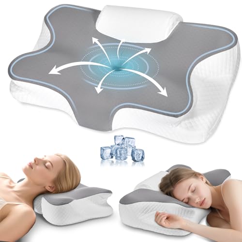 Levesolls Cuscino Cervicale per Dormire 2 in 1 - Cuscino in Memory Foam per Dormitori Laterali,...