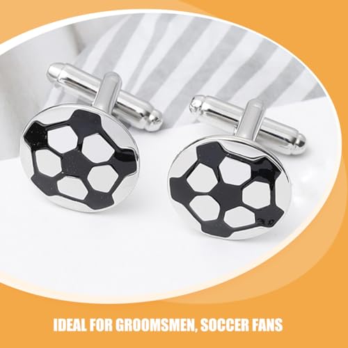 HEMOTON 4 Piezas Mancuernillas de Fútbol para Hombre miniatura 3