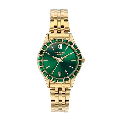 Image of Sonata Poze 6 Sidewalk Sparkle Ladies Quartz Green Round Dial Women's Watch | Stainless Steel Strap Material | Watches for Women Analog - SP80134YM01