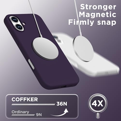 Image of Magnetic for iPhone 16 Case, Compatible with Magsafe, Suction Cup Phone Mount, [2 Screen Protectors][Camera Lens Protector] Silicone Shockproof Protective Slim Phone Cover 6.1 inch, Deep Purple