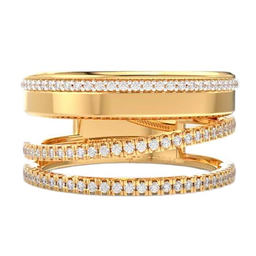 Bague trois niveaux en argent 925 et moissanite pour femme