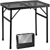 Mesa de Camping Plegable Portátil Gawerk, Mesa de Picnic de Aluminio Ligera con Altura Ajustable y Tapa de Malla Resistente al Calor, 24" x 16", Negro miniatura 2