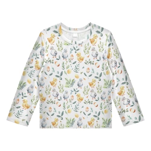 Easter Chick Pattern Boys Rash Guard Swim Shirts Long Sleeve UPF 50+ Quick Dry Sun Protection Shirt Swimwear Surf Tops for Toddler Kid Fishing Swimming Outdoor 11-12T Multicolor