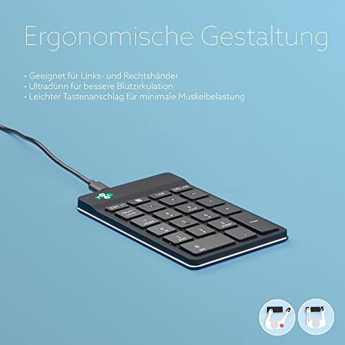 R-Go Tools R-Go Numpad Break, Numerische Zusatztastatur mit USB-Anschluss, Kabelgebunden, Schwarz, RGOCONMWDBL
