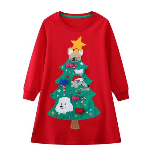 Toddler Girl Fall Dress Toddler Long Sleeve Dress Cotton Girls Christmas Dress Cute Toddler Fall Shirt Playwear Dress
