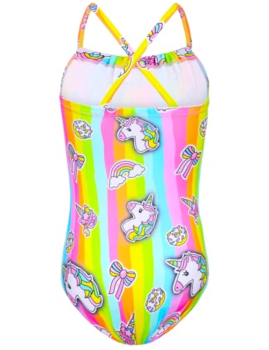 Image of TENVDA Girls Swimsuit Summer Beach Sport Halter Bathing Suits One Piece Swimwear for 2-12 Years Old Kids