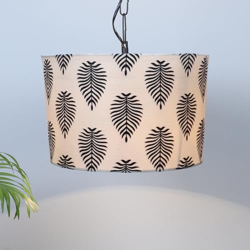 Image of Tu Casa Big Leaf Print Fabric Glow Pendent Light Hanging Lamp For Bedroom, Living Room, Lounge, Office, Gifting Area Without Bulb For Home Decoration (Height - 20 inch)