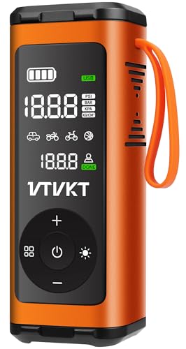 Tire Inflator, 12000mah Aluminium Alloy Cordless Air Pump For Car Tires, Smart Inflator With Digital Pressure Gauge, Auto Shut-off, Hd Display & Led Light, Orange
