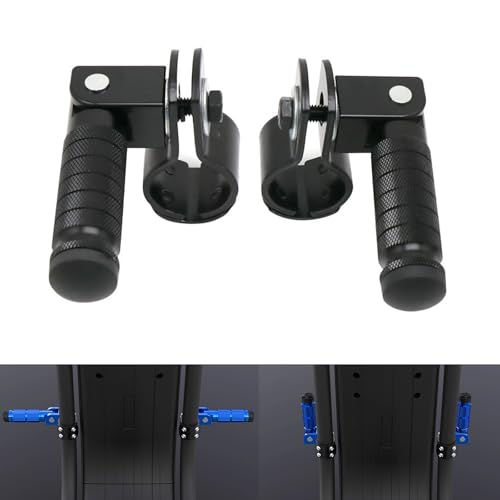M8 Foldable Motorcycle Foot Pegs Foldable Motorbike Bicycle Footrest Rest Pedal, Universal Aluminum 90 Degree Folding Rearsets For Electric Car Motorbike Mini Bike Dirt Pit (Black)