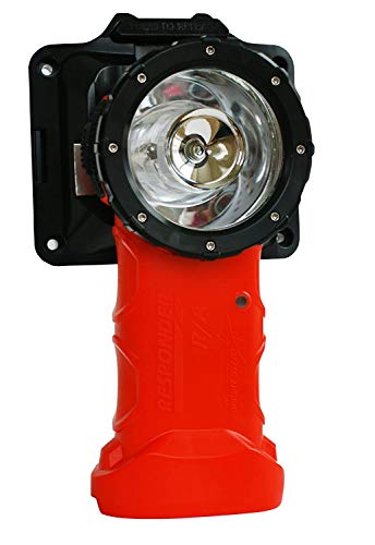 BRIGHT STAR 510231 Responder Right Angle Flashlight | Rechargeable with 12 24V DC Charger | Intrinsically Safe UL Certified, 205 Lumens LED for Fire Rescue, Work, Industrial Use, Emergencies, Orange