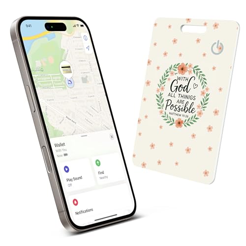 Wallet Tracker Card (iOS-Only), Ultra-Thin 0.06in Tracking Card, Rechargeable Bluetooth Tracker Card, Long Battery Life Purse Finder for Keys, Luggage & Passport,IP68 Waterproof - Floral Styles