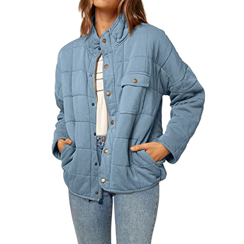 Veste courte matelassée pour femme manteau léger col montant boutonné
