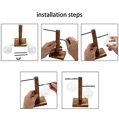 Takefuns Hydroponic Vase Water Propogating Vase Station Plant Terrarium With Wooden Stand Air Planter Bulb Glass Vase Desktop Planter Glass Bulb Vase Retro Hanging Plant Glass Vase Home Decor #TOP2