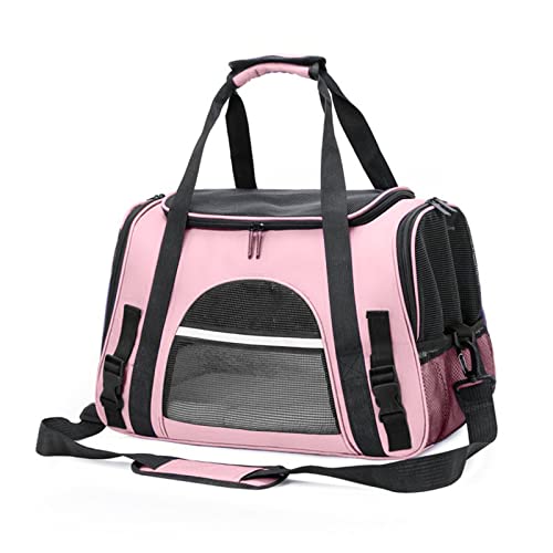PETCUTE Transportín Perro Gato,Bolsa Transporte Plegable para Mascotas con Correa de Hombro Ajustable,Colchón Suave,Portador Transpirable de Viaje con Tira Reflectante,Aerolínea Aprobada,hasta 9 KG