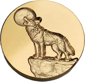 Mceal Wax Seal Stamp Head, 3D Embossed Relief for DIY Crafts, Wedding Invitations, Gift Wrapping, Halloween Collection (Howling Wolf)