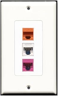 RiteAV - Placa decorativa de pared (Ethernet Cat5e Ethernet, color blanco, 1 Cat5e Ethernet, color rosa, 1 Cat5e Ethernet), color naranja