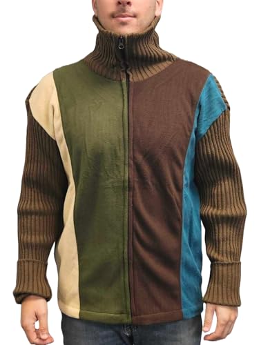 Mark Multicolor Full Zip Cardigan Turtleneck Sweater