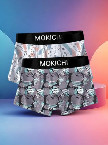 Image of Men's Printed Trunks, Pack of 2 | Abstract Geometric Design | Stretchable Elastic Waistband | Comfortable Regular Fit Underwear