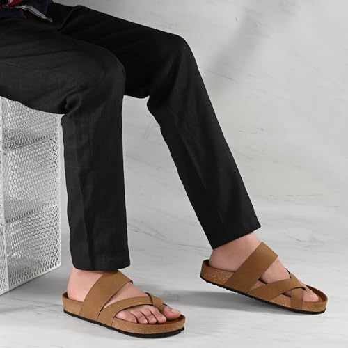Image of Centrino Men's Berkin-Style Slip-On Sandals | Open Toe Design | Soft PU Footbed | Lightweight & Comfortable | Arch Support | On-Grip Sole | Casual Outdoor Wear (6864)
