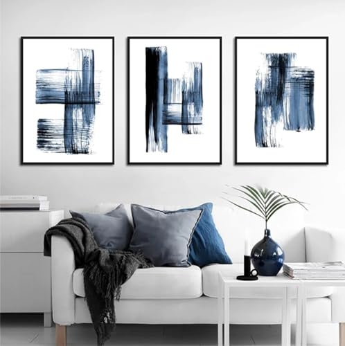Peinture murale bleus graffitis toile KEBIA salon bureau 20x30