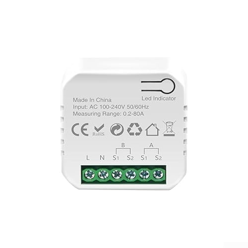 Compteur d'électricité bidirectionnel intelligent, compteur d'énergie intelligent WiFi avec pince, surveillance de l'alimentation, prend en charge 2,4 GHz, 240 V 80 A (compteur d'électricité 1 voie +