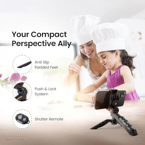 Image of Lightweight & Portable Mini Tripod, Ideal for Smartphones, Action Camera, DSLR & Camera for Comfortable & Longer Duration Shoot, with Smartphone Mount & Shutter Remote