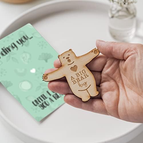 Little Pocket Hug Token - A Big Bear Hug Wooden Plaque With Postcard - Thinking Of You Miss You Gift
