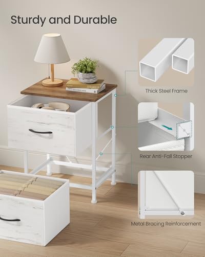 Image of SONGMICS BELLAH Collection - Dresser for Bedroom, Chest of Drawers, Nightstand, 2 Drawers, Storage Organizer Unit, Closet, Entryway, Farmhouse, Rustic White and Honey Brown ULGS312WJ02S