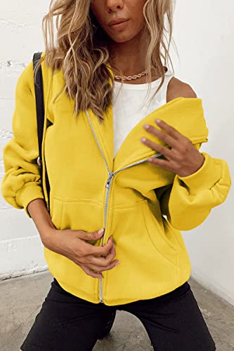 Efan Women's Hoodies 2023 Fall Jacket Teen Girls Sweater Long Sleeve Sweatshirts Fashion Tops Zip Up Trendy Clothes Yellow #TOP3