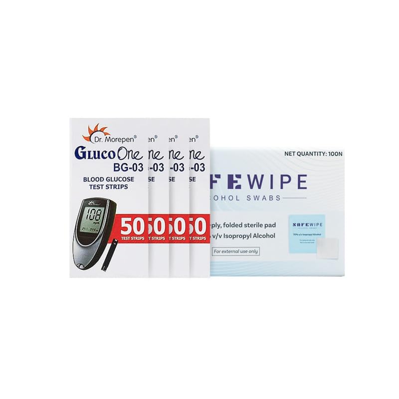 Dr. Morepen GlucoOne BG 03 50 * 4 Glucometer Strips with 100 Swabs (B0CJLK9SH7) Amazon Price History, Amazon Price Tracker