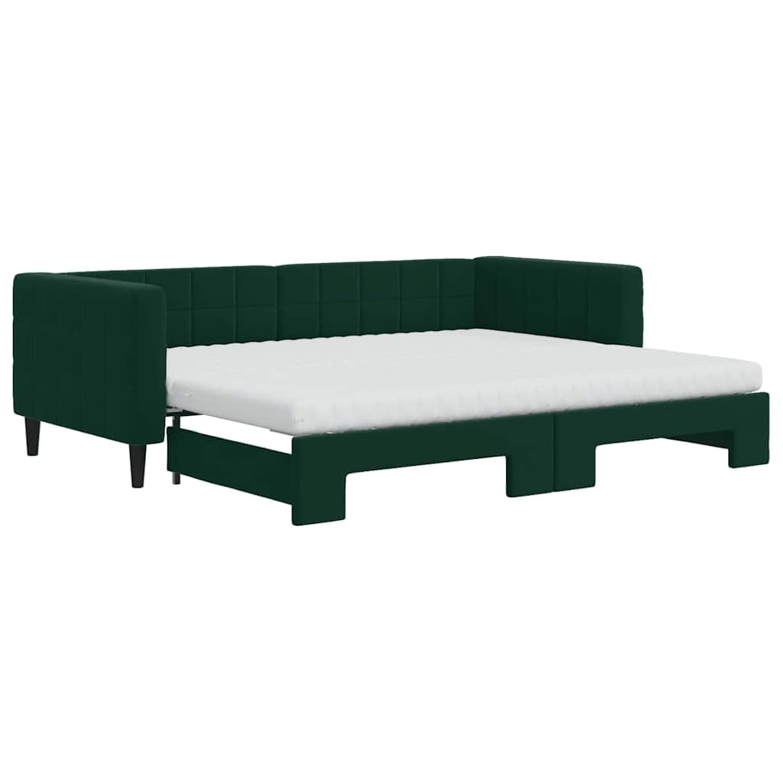 ATOMSTACK MAKER Divano letto 2 in 1 estensibile con rivestimento in velluto verde scuro, include 2 materassi in schiuma 90 x 200 cm, ideale per soggiorno o camera da letto degli ospiti, design moderno