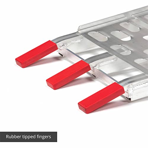 Titan Ramps Pair Of 7.5 Ft Long Aluminum Plate Top Ramps, Rated 1,500 Lb, Max Loading Height 30In, Arched Design, Safety Strap Included #TOP7