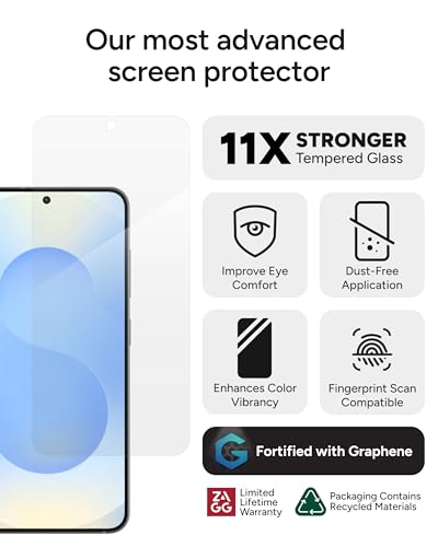 Image of ZAGG Glass XTR4 Samsung Galaxy S25 / S24 Screen Protector - Tempered Glass, 11X Stronger with Graphene, Blue Light Filtering, Anti-Reflective Technology, InvisibleShield, Easy Dust-Free Installation