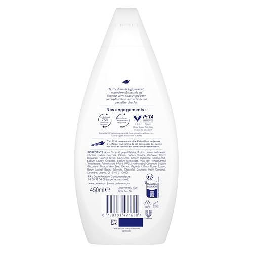 DOVE - Gel Douche - Essentiel Cocooning - Nettoie en douceur et adoucit la peau - Testé dermatologiquement - 0% Sulfate (lot promo de 2x 450ml) – Image 4