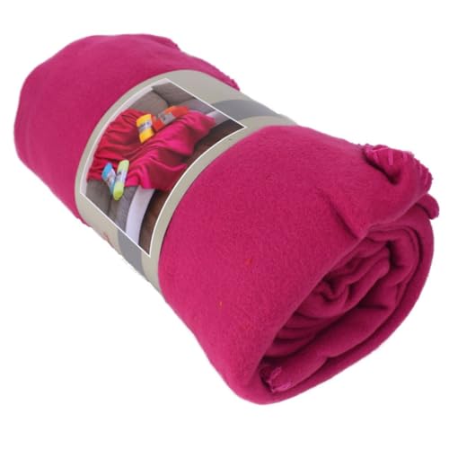 Marabella Fleecedecke Polarfleece versch. Unifarben 130x170cm Wohndecke Schlafdecke Decke, Farbe:pink