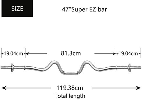 PROIRON Curl Bar Super EZ Bar 47 inches Standard Bar with Spinlock Collars 1200mm