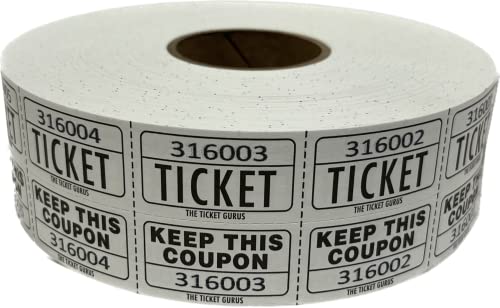The Ticket GURU-Large Number Raffle 50/50 TICKETS-2000/ROLL (White)