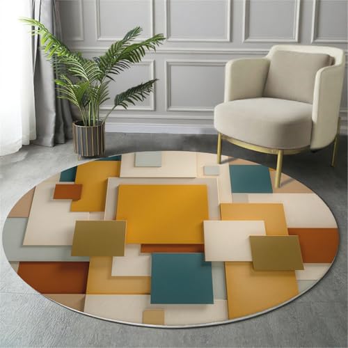 Tapis imprimé blocs de couleur simples jaune moutarde de style moderne 100cm