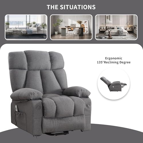 Sillón reclinable clásico con brazos acolchonados gris miniatura 5