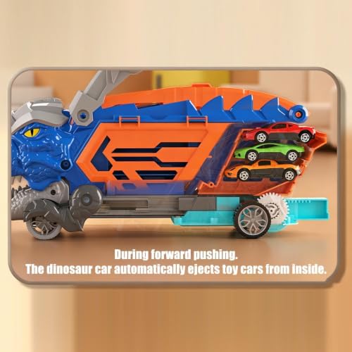 Camión dinosaurio para niños y pista de carreras ideal para tardes de juego en casa 5