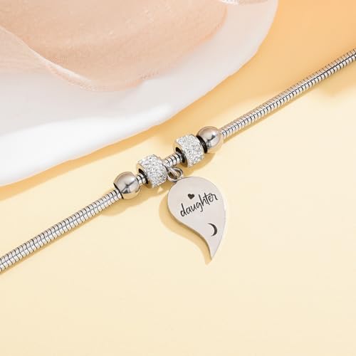 Yonhon Mother Daughter Bracelet Necklace for 2/3/4, Mother Daughter Matching Keychain Set2