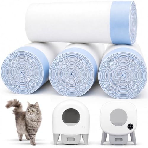 80 Count 26" x 11.8" Automatic Cat Litter Box Bags Compatible with Cmg Fmo Fstg Robot Litter box, Thick Self-Cleaning Cat Litter Box Replacement Liners with Drawstring Heavy Duty