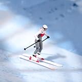 ORIELOAN Skiing Figurine, Miniature Skier Sculpture, Mini Skiing Figurine in Professional Ski Wear, 1/87 Scale Miniature Skiing Figure Model Decor, Perfect Collectible Figure for Skiing Lovers