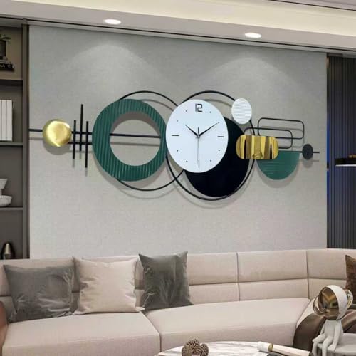 Reloj de pared grande metálico 59 pulg diseño geométrico 3D